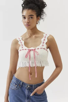 For Love & Lemons Sora Crochet Cropped Top