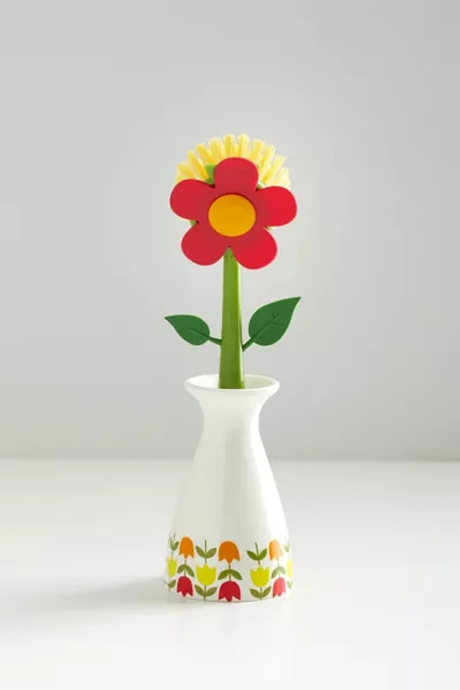 Flower Power Dish Brush & Holder Set