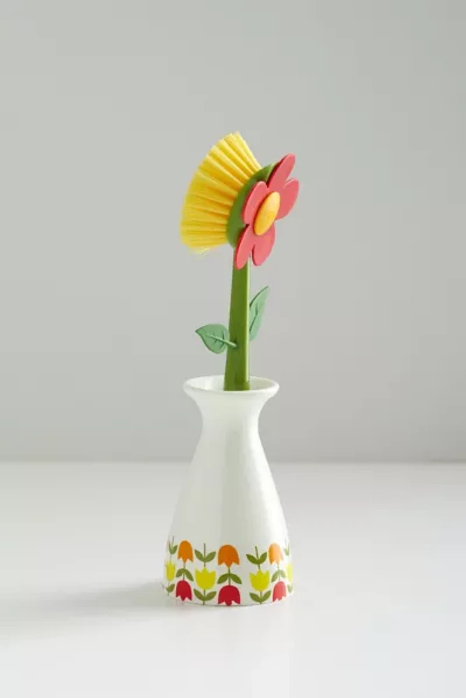 Flower Power Dish Brush & Holder Set