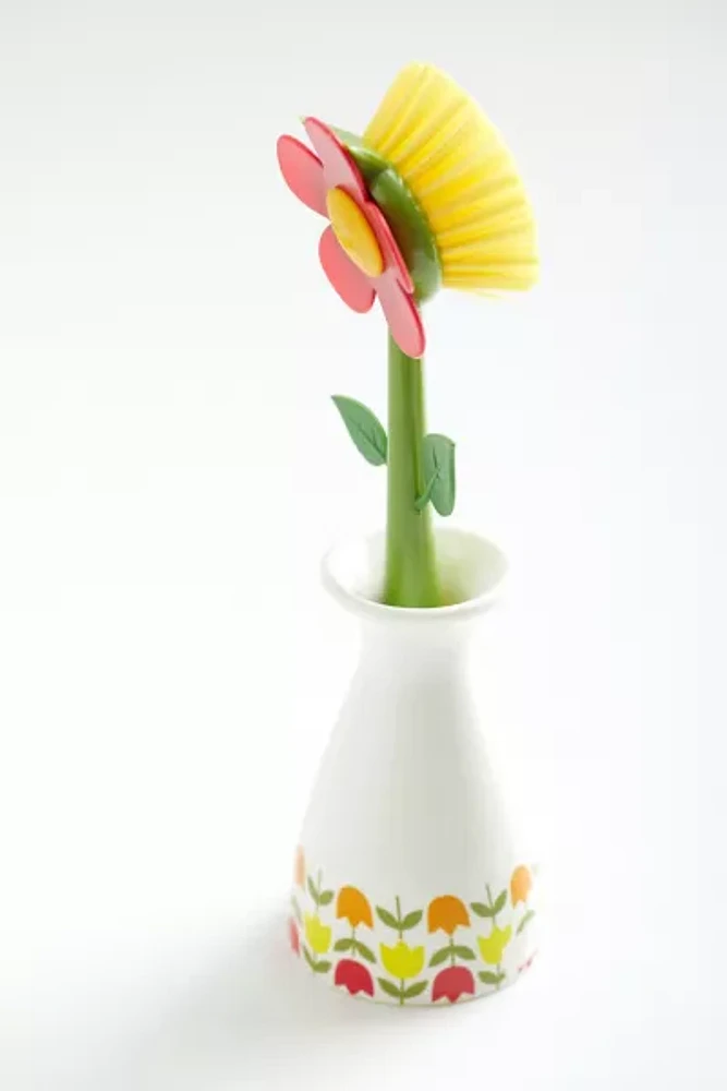 Flower Power Dish Brush & Holder Set