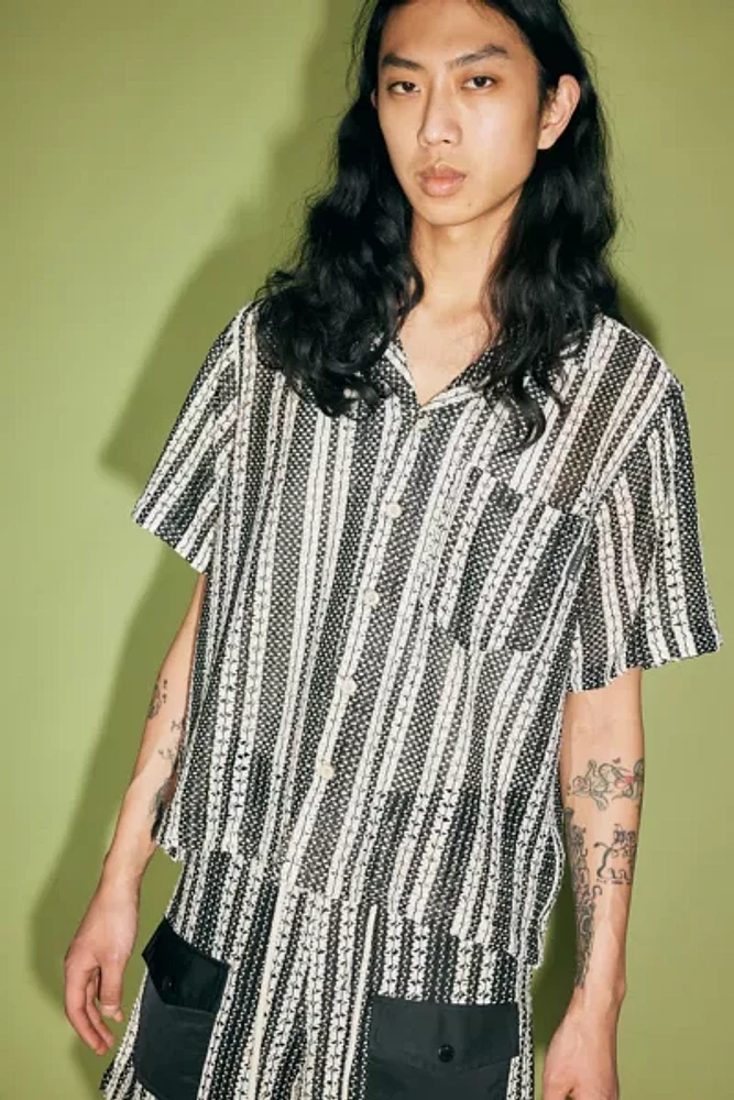 FRIED RICE Textured Knit Short Sleeve Shirt