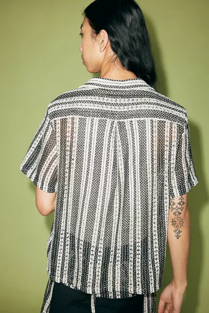 FRIED RICE Textured Knit Short Sleeve Shirt