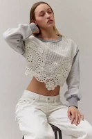 Kimchi Blue Maryn Doily Cropped Crew Neck Sweatshirt