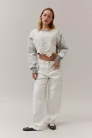 Kimchi Blue Maryn Doily Cropped Crew Neck Sweatshirt