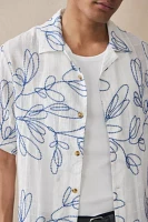 Loom Blue Floral Embroidered Shirt