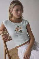 Out From Under Cotton Compression Boatneck Cropped Graphic Tee