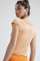 Out From Under Cotton Cropped Compression Boatneck Tee