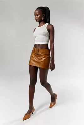 Lioness Uma Faux Leather Belted Micro Mini Skirt