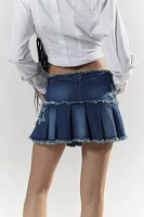 Silence + Noise Mia Star Applique Denim Micro Mini Skirt