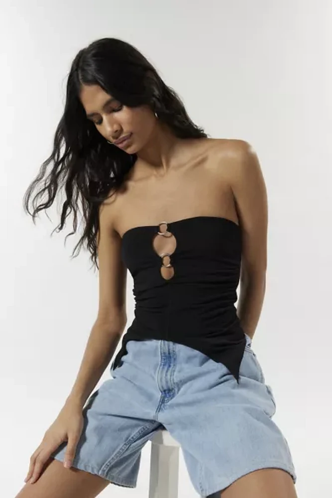 Silence + Noise Caprice Patterned Asymmetric Hem Tube Top