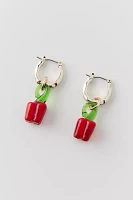 Glass Bell Pepper Charm Hoop Earring