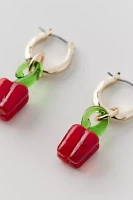 Glass Bell Pepper Charm Hoop Earring