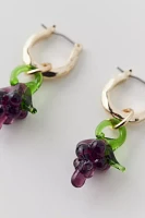 Glass Grape Bunch Charm Hoop Earring