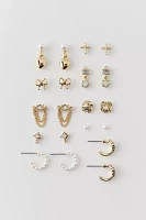 Pearl Post & Hoop Earring Set