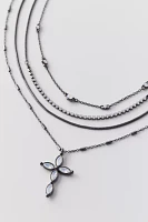 Amara Cross & Rhinestone Layering Necklace Set