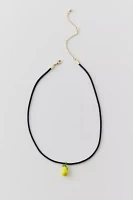 Glass Lemon Charm Corded Necklace