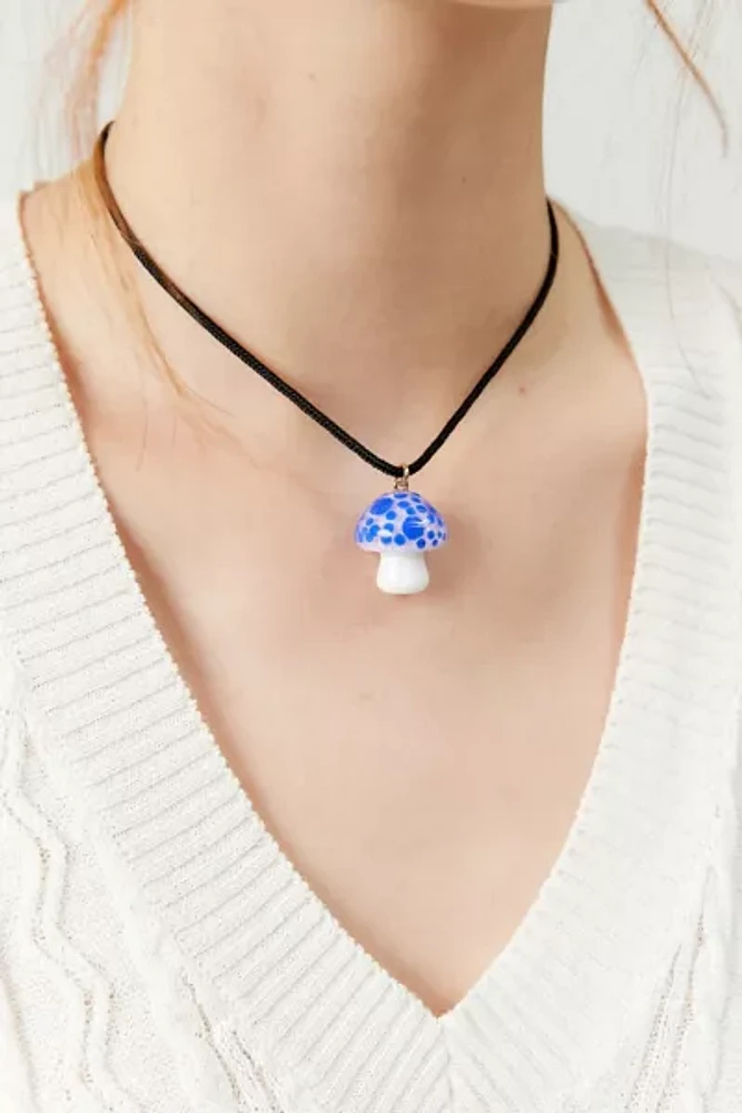 Glass Mushroom Corded Necklace