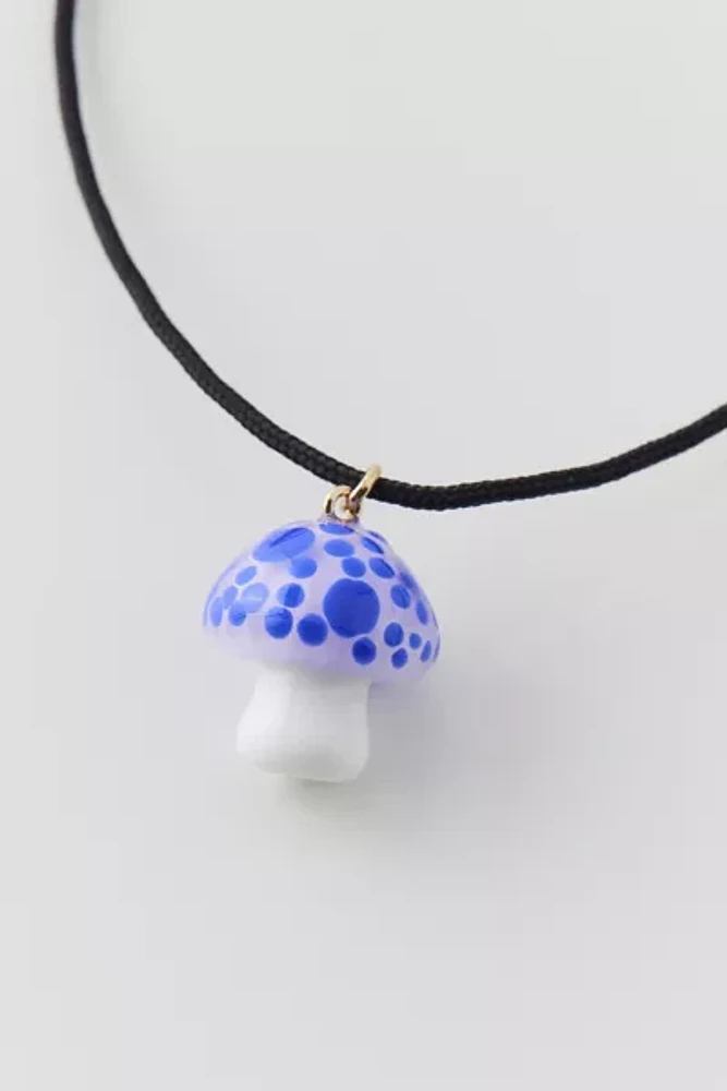 Glass Mushroom Corded Necklace