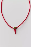 Glass Pepper Charm Corded Necklace