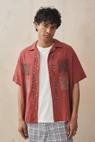 UO Red Embroidered Tile Shirt