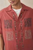 UO Red Embroidered Tile Shirt