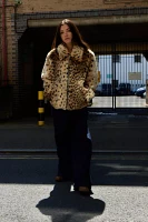 Silence + Noise Leopard Print Faux Fur Coat