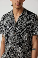 Raga Man Aarush Embroidered Short Sleeve Button-Down Shirt