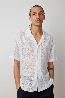 Raga Man Chetan Lace Short Sleeve Button-Down Shirt