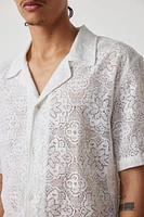 Raga Man Chetan Lace Short Sleeve Button-Down Shirt