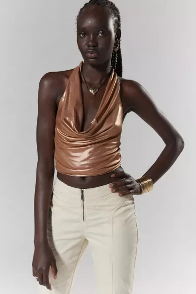 Silence + Noise Blanca Metallic Halter Top