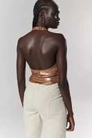 Silence + Noise Blanca Metallic Halter Top