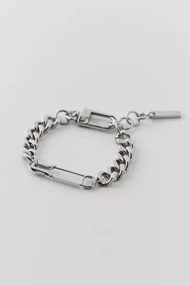 RARE ROMANCE Safety Pin Chunky Cuban Chain Bracelet