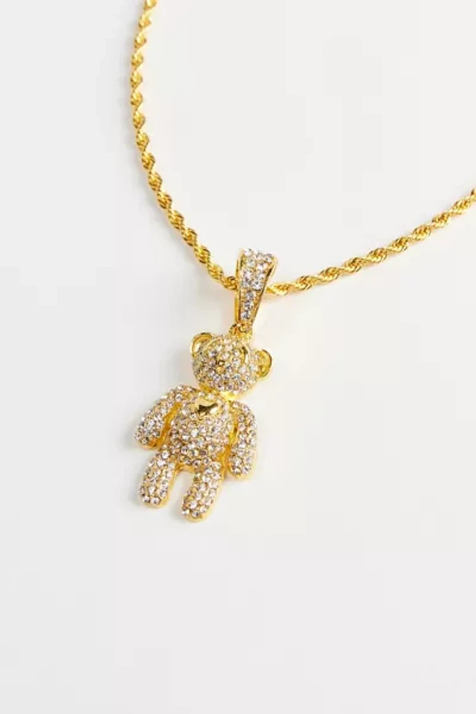 Iced Teddy Pendant Necklace