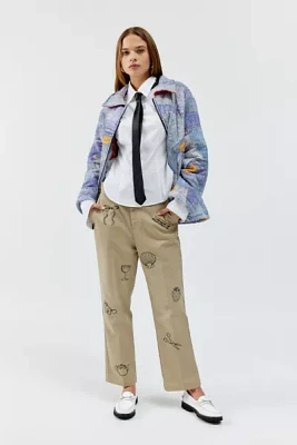 THE SERIES Embroidered Dickies High-Waisted Ankle Pant