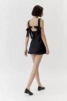 UO Bri Double Bow Satin Mini Dress