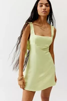 UO Bri Double Bow Satin Mini Dress