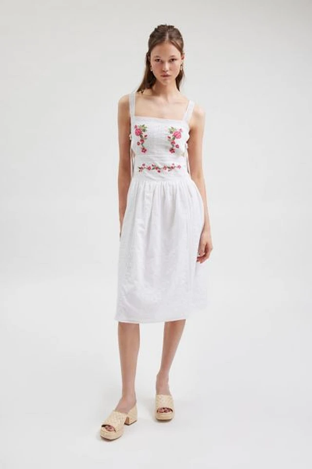 For Love & Lemons Jolene Embroidered Midi Dress | Pacific City