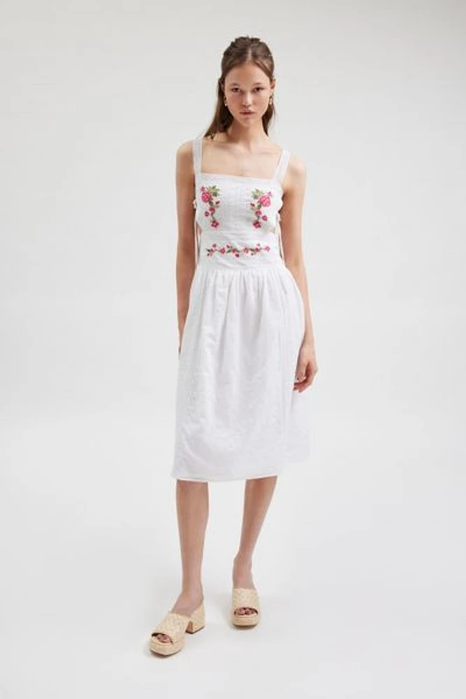 For Love & Lemons Jolene Embroidered Midi Dress