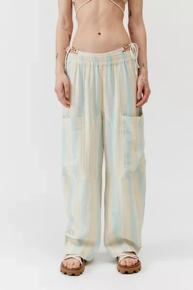 UO Mae Shimmer Striped Linen Cargo Pant