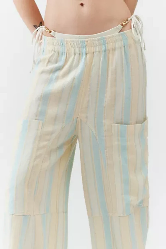 UO Mae Shimmer Striped Linen Cargo Pant
