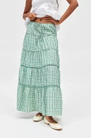 Daisy Street Tiered Gingham Maxi Skirt