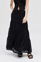 Daisy Street Textured Tiered Maxi Skirt