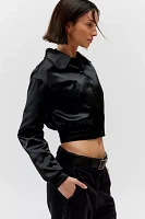 UO Sally Satin Cropped Bomber Jacket