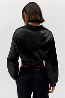 UO Sally Satin Cropped Bomber Jacket