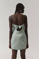 BDG Plaid Bow-Back Strapless Mini Dress