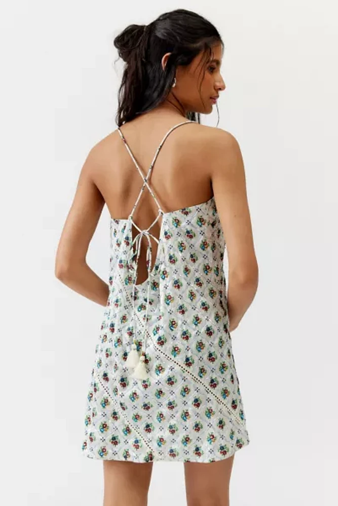 Silence + Noise Mari Lace-Up Mini Slip Dress