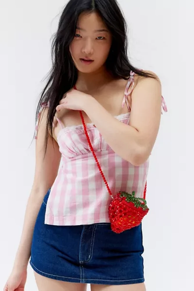 Kimchi Blue Strawberry Beaded Crossbody Bag