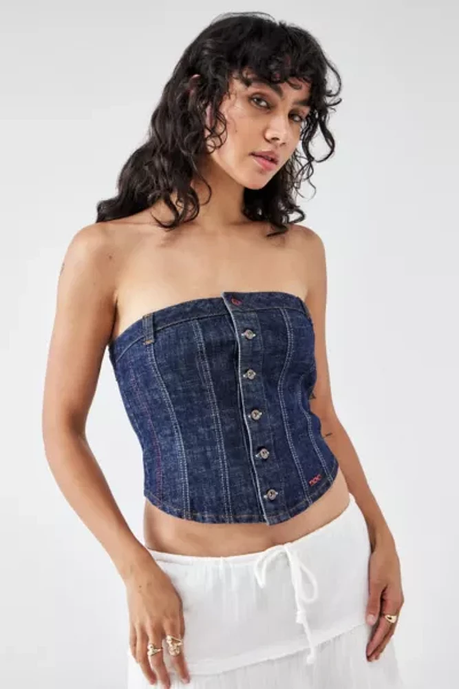 BDG Mia Seamed Denim Bandeau Top