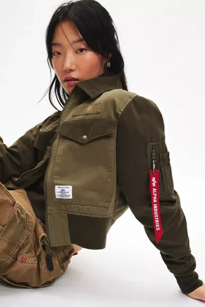 Alpha Industries Cropped Canvas Bomber Jacket