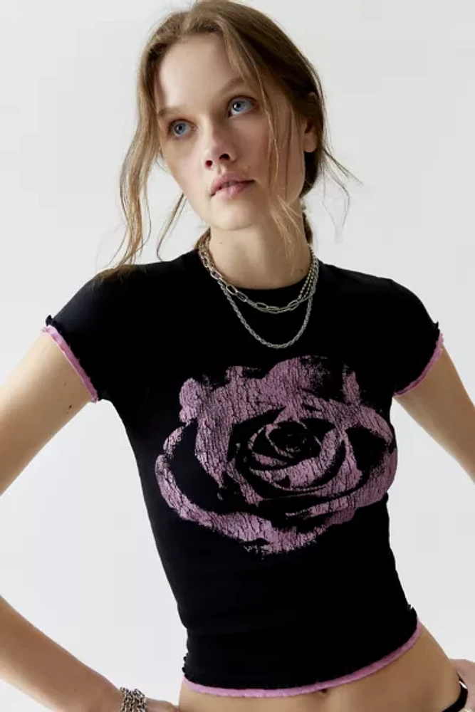 Rose Lettuce Edge Baby Tee